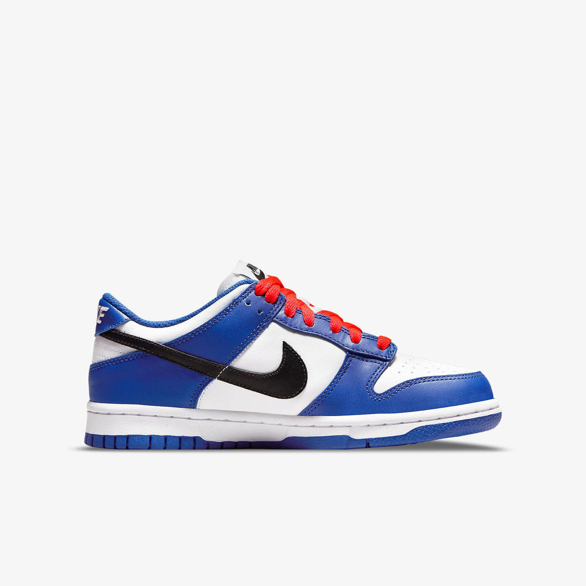 bright crimson and game royal dunks low